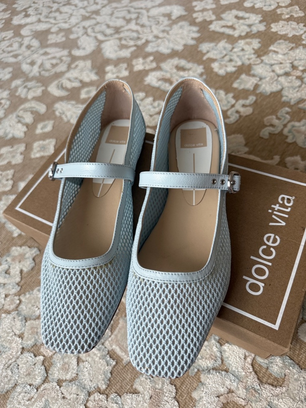 Dolce Vita Light Blue Mary Jane Flats with Buckle Strap